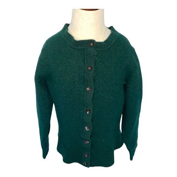 Susan Bristol Girl’s Size M 100% Merino Wool Green Cardigan Sweater - Picture 1 of 3